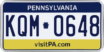 PA license plate KQM0648