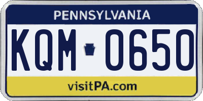 PA license plate KQM0650