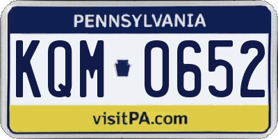 PA license plate KQM0652