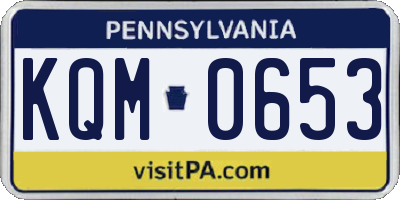 PA license plate KQM0653