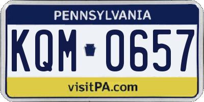 PA license plate KQM0657