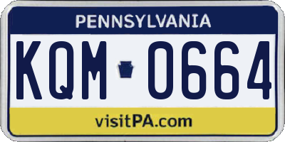 PA license plate KQM0664