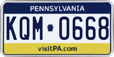 PA license plate KQM0668
