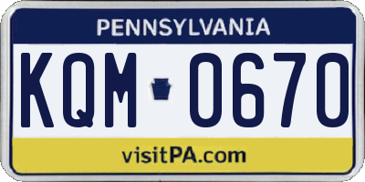 PA license plate KQM0670