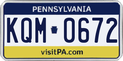 PA license plate KQM0672