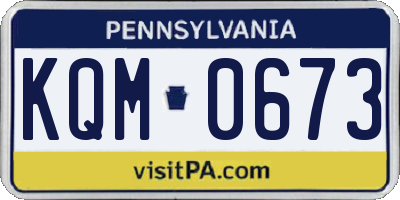 PA license plate KQM0673
