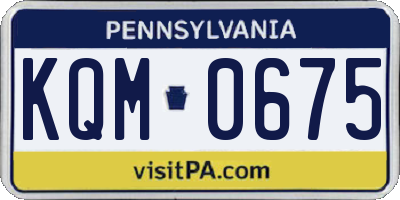 PA license plate KQM0675