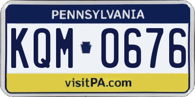 PA license plate KQM0676