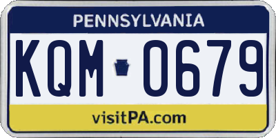 PA license plate KQM0679