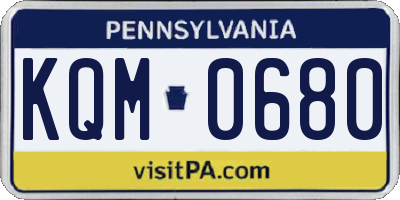 PA license plate KQM0680