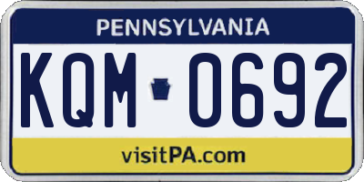 PA license plate KQM0692