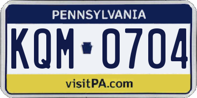 PA license plate KQM0704
