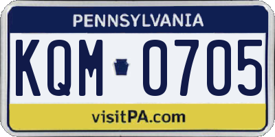 PA license plate KQM0705