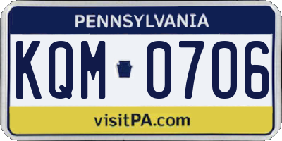 PA license plate KQM0706