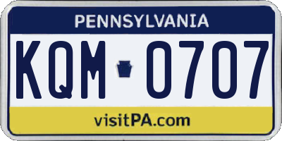 PA license plate KQM0707