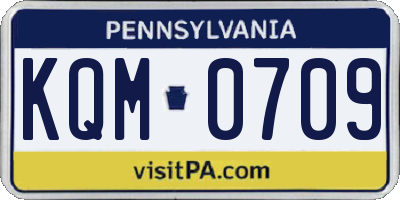 PA license plate KQM0709