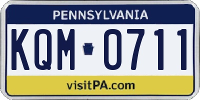 PA license plate KQM0711
