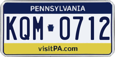 PA license plate KQM0712