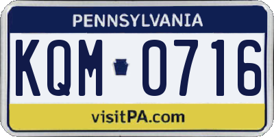 PA license plate KQM0716