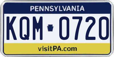 PA license plate KQM0720