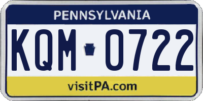 PA license plate KQM0722