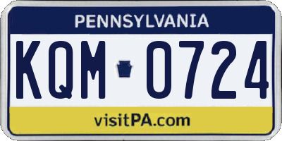 PA license plate KQM0724