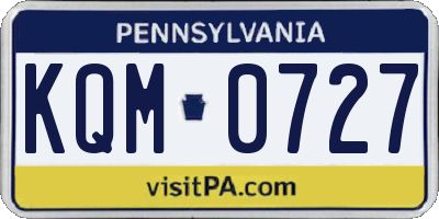 PA license plate KQM0727