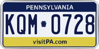 PA license plate KQM0728