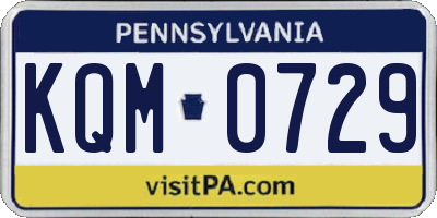PA license plate KQM0729