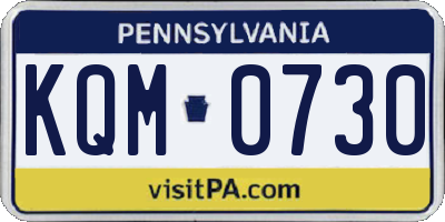 PA license plate KQM0730