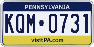 PA license plate KQM0731