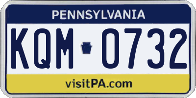 PA license plate KQM0732