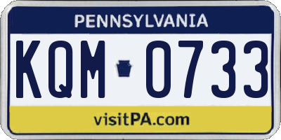 PA license plate KQM0733