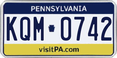 PA license plate KQM0742