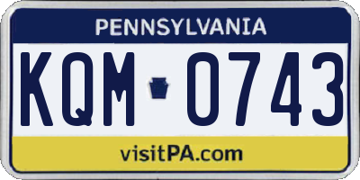 PA license plate KQM0743