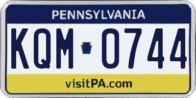 PA license plate KQM0744