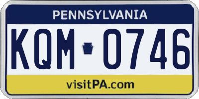 PA license plate KQM0746