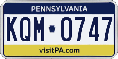 PA license plate KQM0747