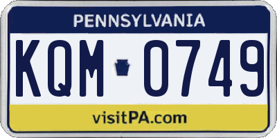 PA license plate KQM0749
