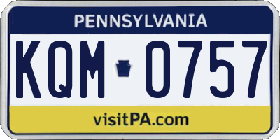 PA license plate KQM0757