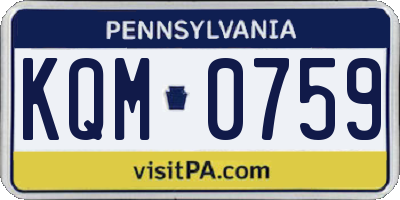 PA license plate KQM0759