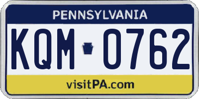 PA license plate KQM0762