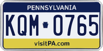 PA license plate KQM0765