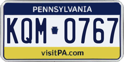 PA license plate KQM0767
