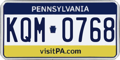 PA license plate KQM0768
