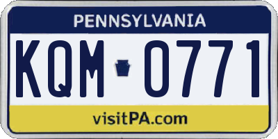 PA license plate KQM0771