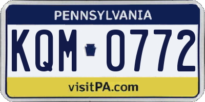 PA license plate KQM0772