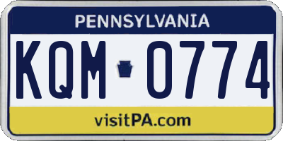 PA license plate KQM0774