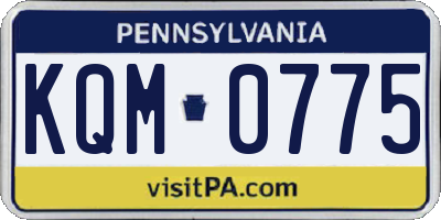PA license plate KQM0775