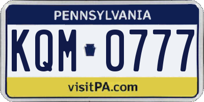 PA license plate KQM0777
